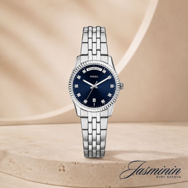 Ženski sat Fossil ES5457 Scarlette Day Date Deep Blue Sunray